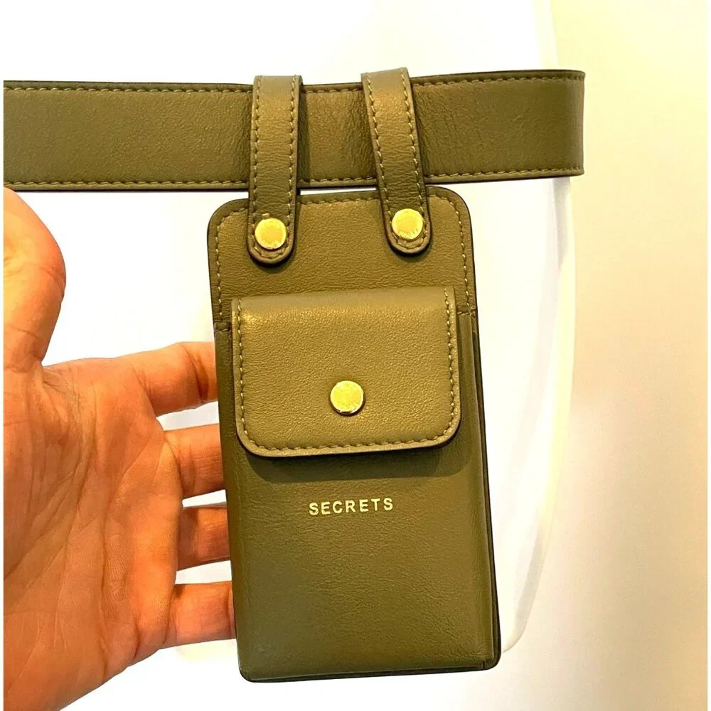 Fendi Vitello Glacier Utility Belt Olive Green Olive Green Leather Gold Accents